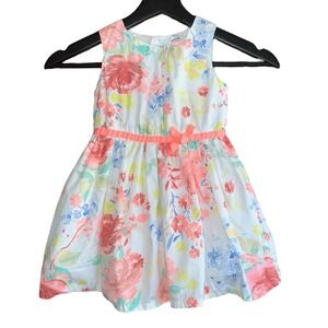 Carters Floral Dress Party‎ Sundress Sleeveless Bow Accent White 24 Months